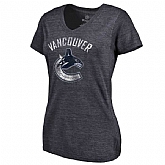 Women's Vancouver Canucks Distressed Team Primary Logo V Neck Tri Blend T-Shirt Navy FengYun,baseball caps,new era cap wholesale,wholesale hats